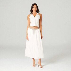 NWT En Saison white midi skirt